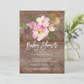 Rustic Wood Spring Bouquet Baby shower Uitnodiging (Staand voorkant)