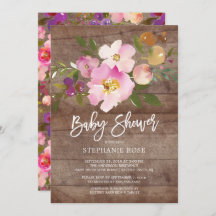 Rustic Wood Spring Bouquet Baby shower Uitnodiging