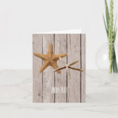 Rustic Wood Starfish Beach Dank u Bedankkaart (Voorkant)