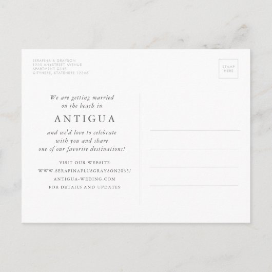 Rustic Wood Starfish Beach Wedding Save the Date Aankondigingskaart (Achterkant)