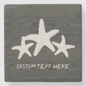 Rustic Wood Starfish Beluga Grey Stenen Onderzetter (Voorkant)
