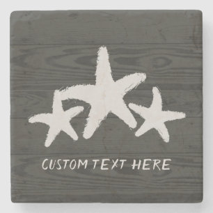 Rustic Wood Starfish Beluga Grey Stenen Onderzetter