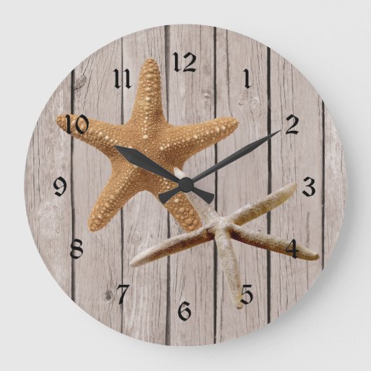 Rustic Wood Starfish Grote Klok (Voorkant)