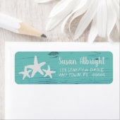 Rustic Wood Starfish Limpet Shell Blue Etiket (Insitu)