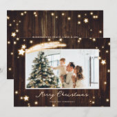 Rustic Wood Starry-fotografie met kerstkaarten Feestdagenkaart (Voorkant / Achterkant)