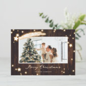 Rustic Wood Starry-fotografie met kerstkaarten Feestdagenkaart (Staand voorkant)