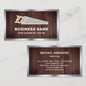 Rustic Wood Steel Hand Saw Handyman Carpenter Visitekaartje (Voorkant / Achterkant)