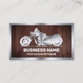 Rustic Wood Steel Motorbike Motorfiets Mechanic Visitekaartje (Voorkant)