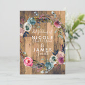 Rustic Wood Stick Floral Wreath Botanical Wedding Kaart (Staand voorkant)