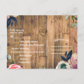 Rustic Wood Stick Floral Wreath Modern RSVP Uitnodiging Briefkaart (Achterkant)