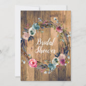 Rustic Wood Stick Floral Wreath Vrijgezellenfeest Kaart (Voorkant)