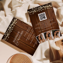 Rustic Wood String light 3 Foto's QR Code Weddensc