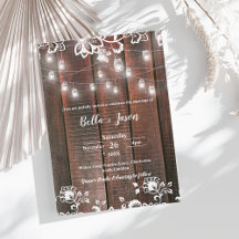 Rustic Wood String Light Barn Lace Country Wedding