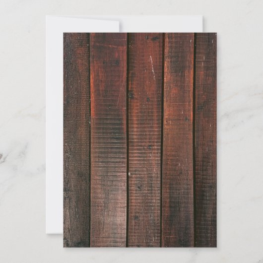 Rustic Wood String Light Barn Lace Country Wedding Kaart (Achterkant)