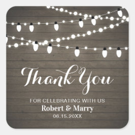 Rustic Wood & String Light Feest Bedankt Sticker