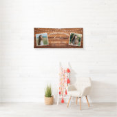 Rustic Wood String Light Photo Afstuderen Spandoek (Insitu)