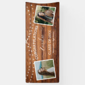 Rustic Wood String Light Photo Afstuderen Spandoek (Verticaal)