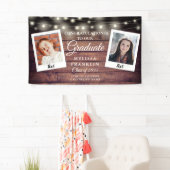 Rustic Wood String Lights 2 Foto Afstuderen Spandoek (Insitu)