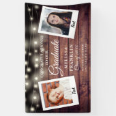 Rustic Wood String Lights 2 Foto Afstuderen Spandoek (Verticaal)