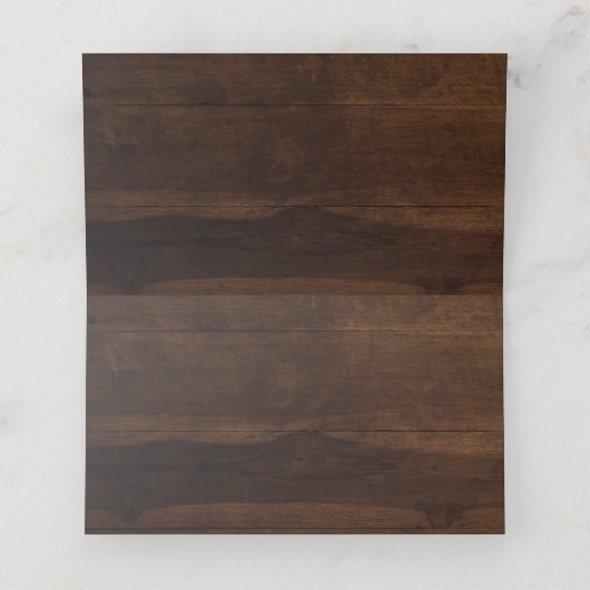 Rustic Wood String Lights Aangepast huwelijk Plaatskaartje (Binnenkant ongevouwen)