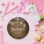 Rustic Wood String Lights Afstuderen Papier Bord (Feest)