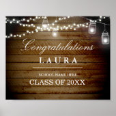 Rustic Wood String Lights Afstuderen Poster (Voorkant)