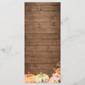 Rustic Wood String Lights Autumn Floral Wedding Menu (Achterkant)