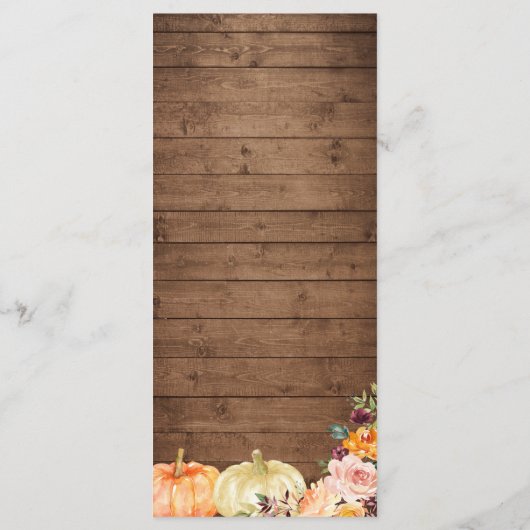 Rustic Wood String Lights Autumn Floral Wedding Menu (Achterkant)