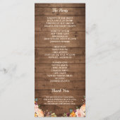 Rustic Wood String Lights Autumn Floral Wedding Programmakaart (Achterkant)