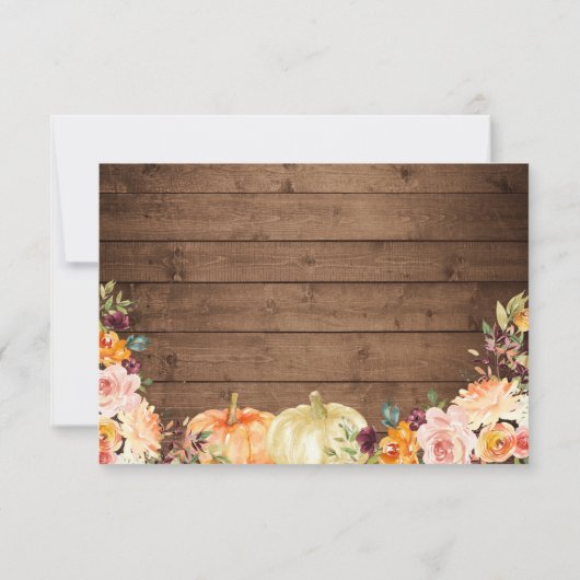 Rustic Wood String Lights Autumn Floral Wedding RSVP Kaartje (Achterkant)