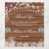 Rustic Wood String Lights Baby's Breath Wedding Wijn Etiket (Enkel label)