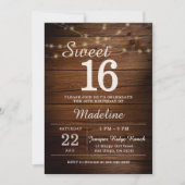 Rustic Wood String Lights Barn Backyard Sweet 16 Kaart (Voorkant)