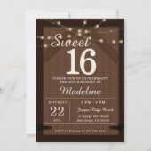 Rustic Wood String Lights Barn Door Chic Sweet 16 Kaart (Voorkant)