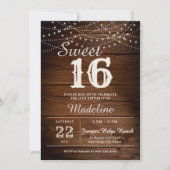 Rustic Wood String Lights Barn Elegant Sweet 16 Kaart (Voorkant)