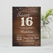 Rustic Wood String Lights Barn Elegant Sweet 16 Kaart (Staand voorkant)