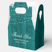 Rustic Wood String Lights Blauwgroen Weddenschap D Bedankdoosjes (Geopend)