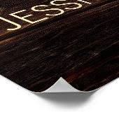 Rustic Wood String Lights Blue Floral Wedding Poster (Hoek)