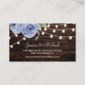 Rustic Wood String Lights Blue Floral Wedding Visitekaartje (Voorkant)