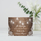 Rustic Wood String Lights Bridal Recipe Kaart (Staand voorkant)