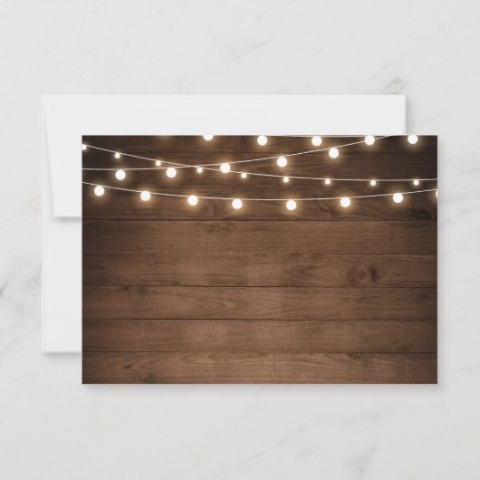 Rustic Wood String Lights Burgundy Floral Wedding RSVP Kaartje (Achterkant)