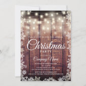Rustic Wood String Lights Corporate Holiday Party Kaart (Voorkant)