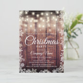 Rustic Wood String Lights Corporate Holiday Party Kaart (Staand voorkant)