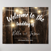 Rustic Wood String Lights Country Weddenschap Welk Poster (Voorkant)