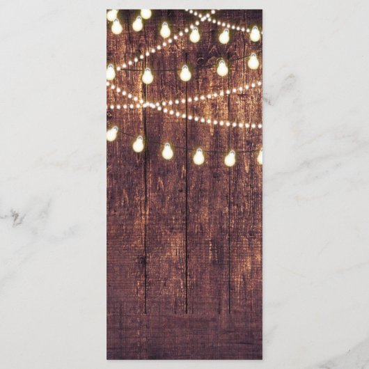 Rustic Wood & String Lights Country Wedding Menu (Achterkant)