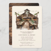 Rustic Wood String Lights Engagement Party Kaart (Voorkant / Achterkant)