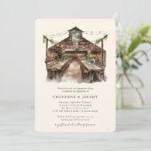 Rustic Wood String Lights Engagement Party Kaart (Staand voorkant)