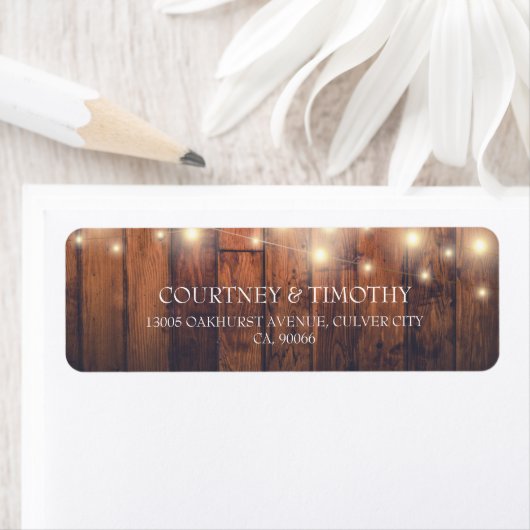 Rustic Wood String Lights Etiket (Insitu)