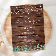 Rustic Wood String Lights Eucalyptus Wedding