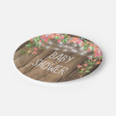 Rustic Wood String Lights Floral Girl Baby shower Papieren Bordje (Gekanteld)