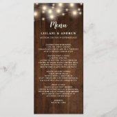 Rustic Wood String Lights Floral Mason Jar Menu (Voorkant)